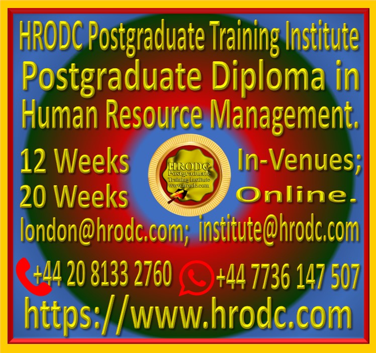Graphics introducing Postgraduate Diploma in Human Resource Management, from HRODC Postgraduate Training Institute. It is hyperlinked to the respective brochure for viewing and, or download.