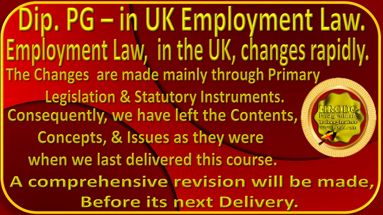 Graphics Notice About the Contents of Diploma  Postgraduate  in Employment Law. 