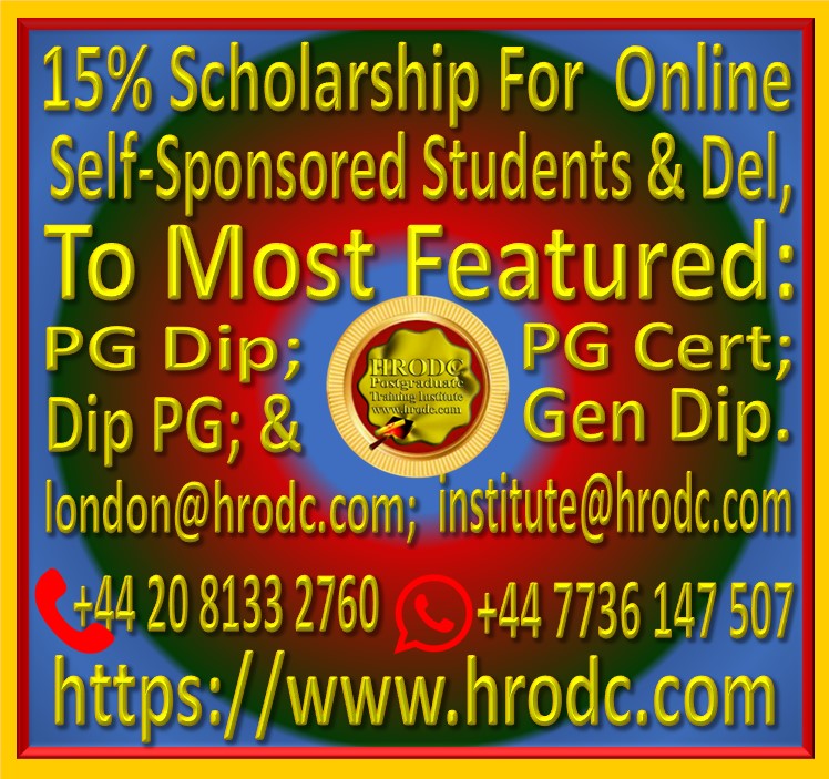 Graphics introducing HRODC Postgraduate Training Institutes Postgraduate Scholarship for Online Postgraduate Featured Programmes & Courses for Students and Delegates.