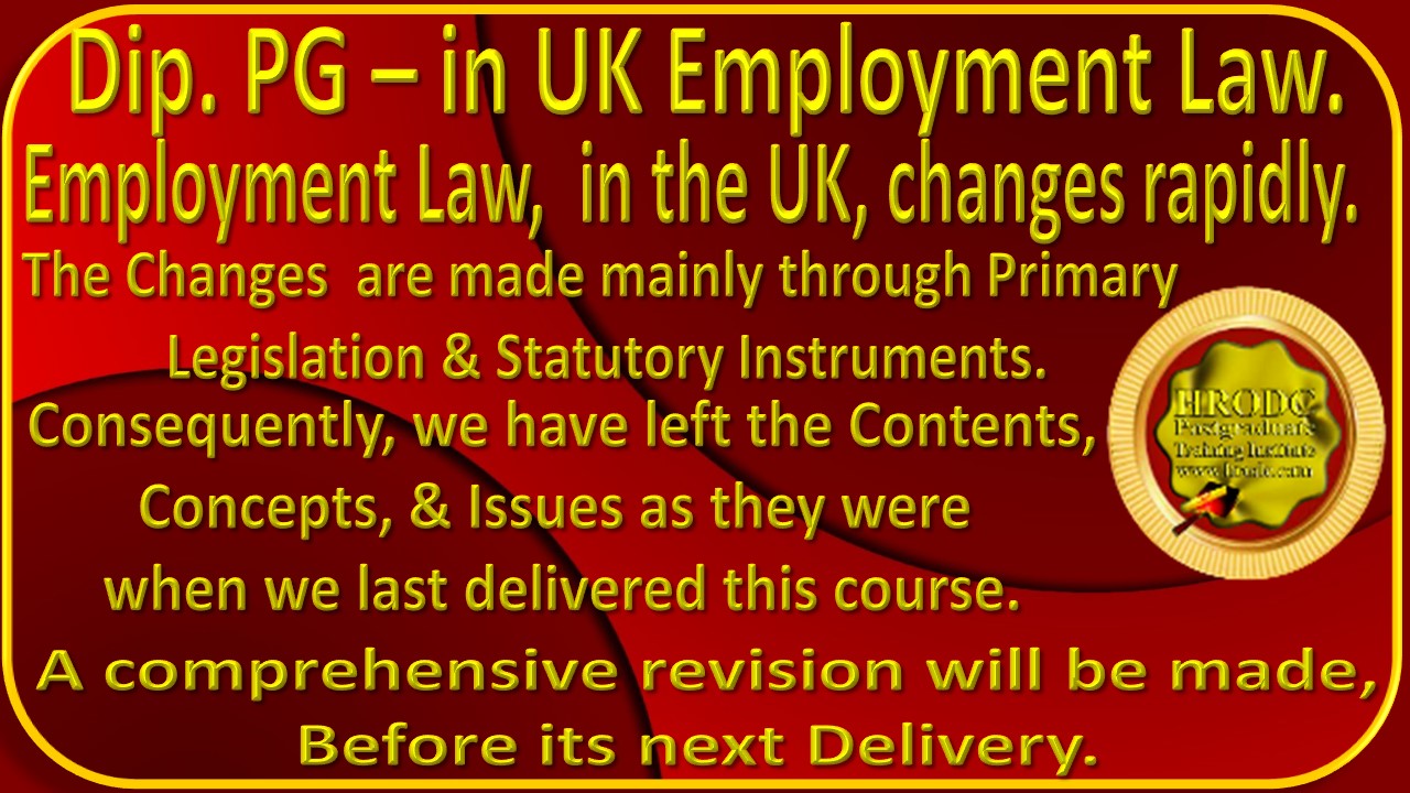 Graphics Notice About the Contents of Diploma – Postgraduate – in Employment Law.