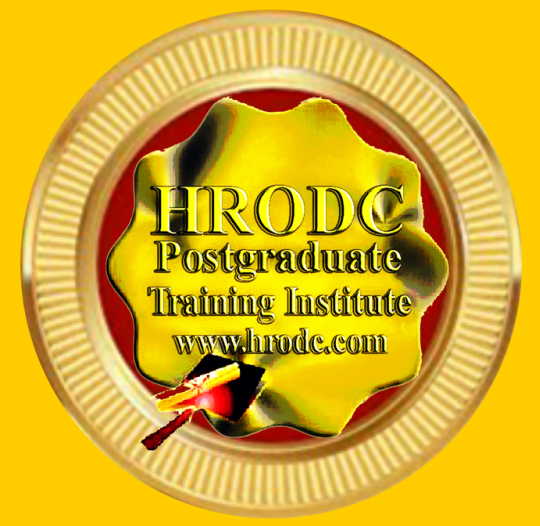 Logo of HRODC Postgraduate Training Institute, with Caption of Institutes Name and Website URL.