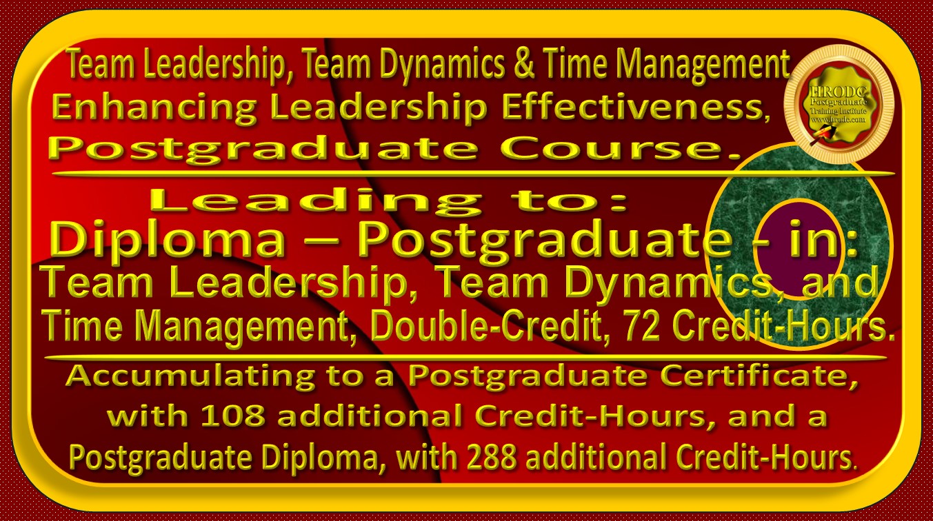 This Website Graphics is a Course Name and Award Name Indicator, incorporating the Name of the Postgraduate Course, The Award, with the Credit-Value and Credit-Hours. It also informs us of the number of additional Credits that are required for accumulation to a Postgraduate Certificate, and Postgraduate Diploma, respectively, when taken at HRODC Postgraduate Training Institute, A Postgraduate-Only Institution (https://www.hrodc.com). 